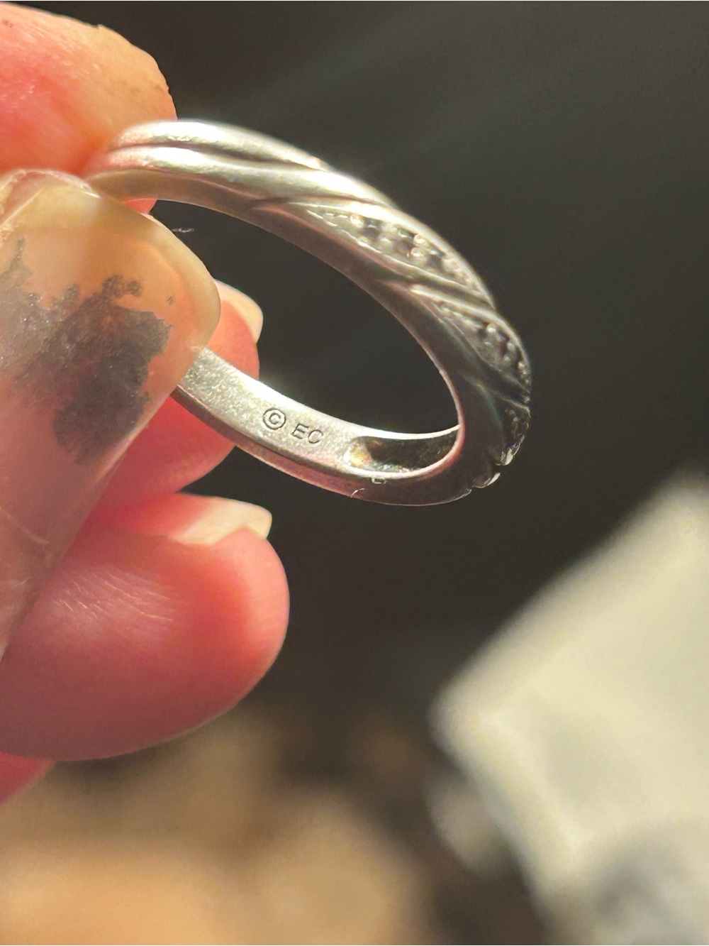 Twist-Detail Sterling Band Ring in Silver